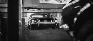 Classic car in a garage